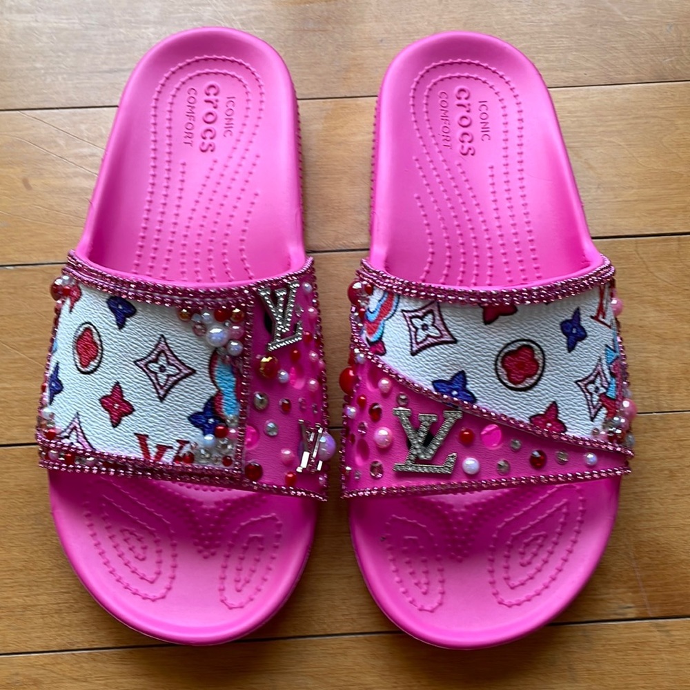 Brand New Custom Croc Slides Size 9